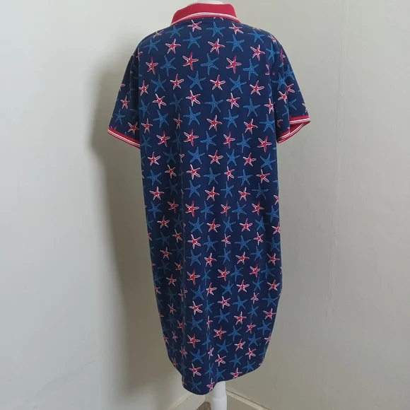 Land's End SIZE 2X Starfish Blue Red Polo Dress - Picture 3 of 11